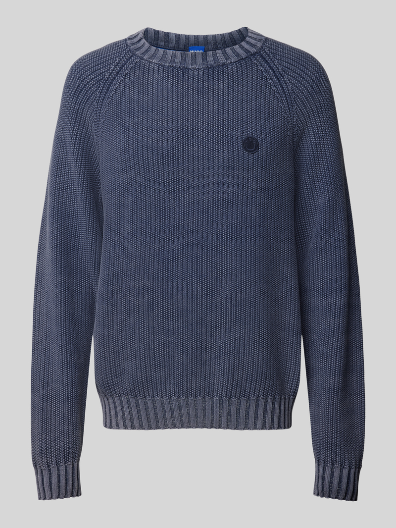 Hugo Blue Gebreide pullover met logostitching model 'Sondye'