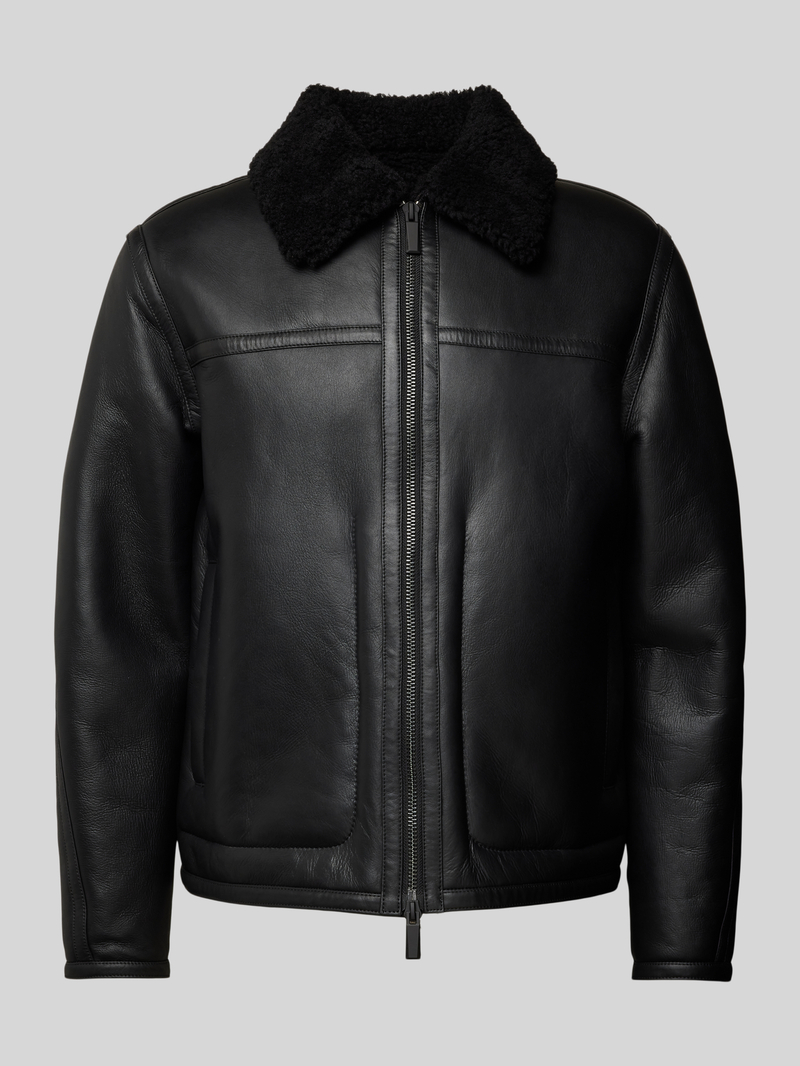 CK Calvin Klein Leren jack met voering van teddybont model 'SHEARLING'