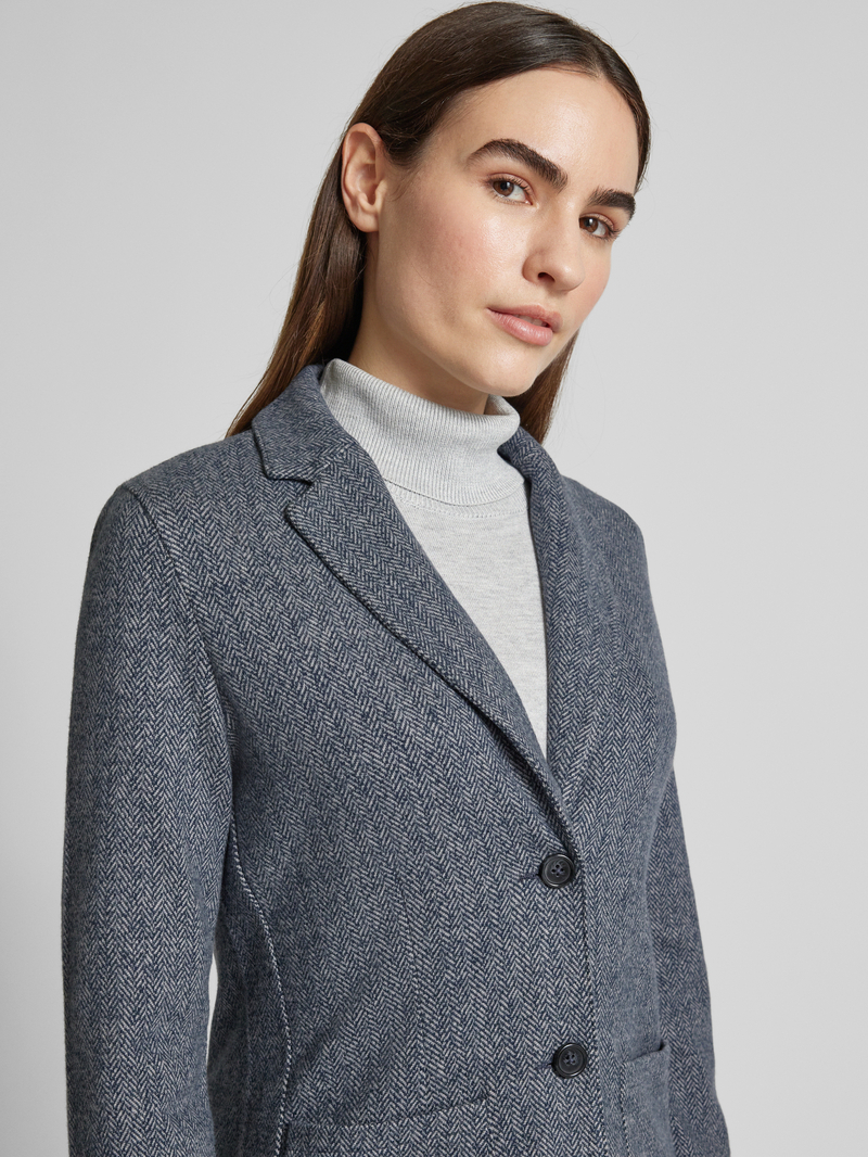 Marc O'Polo Shaped fit blazer met visgraatmotief van katoenmix
