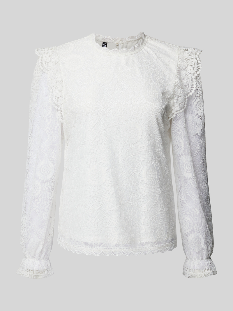 Pieces Blouse met lange mouwen en kant model 'COLLINE'