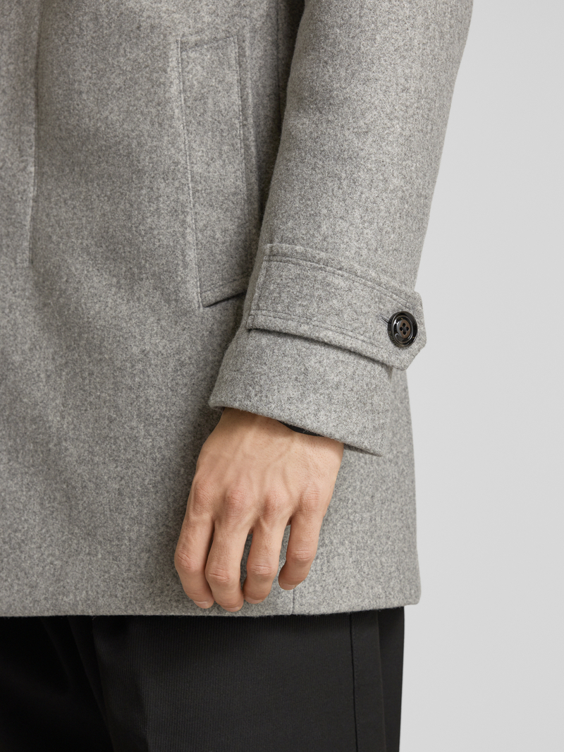 s.Oliver BLACK LABEL Regular fit lange jas in wollen look met blinde knoopsluiting