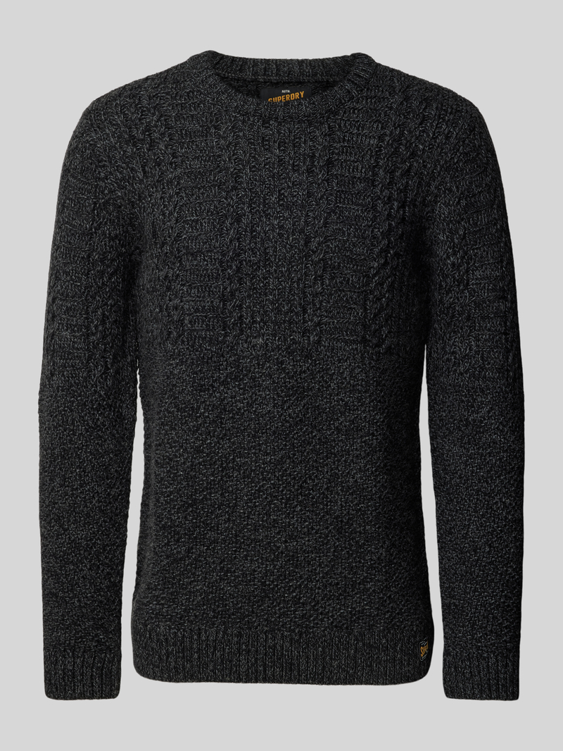 Superdry Gebreide pullover met kabelpatroon model 'Jacob'