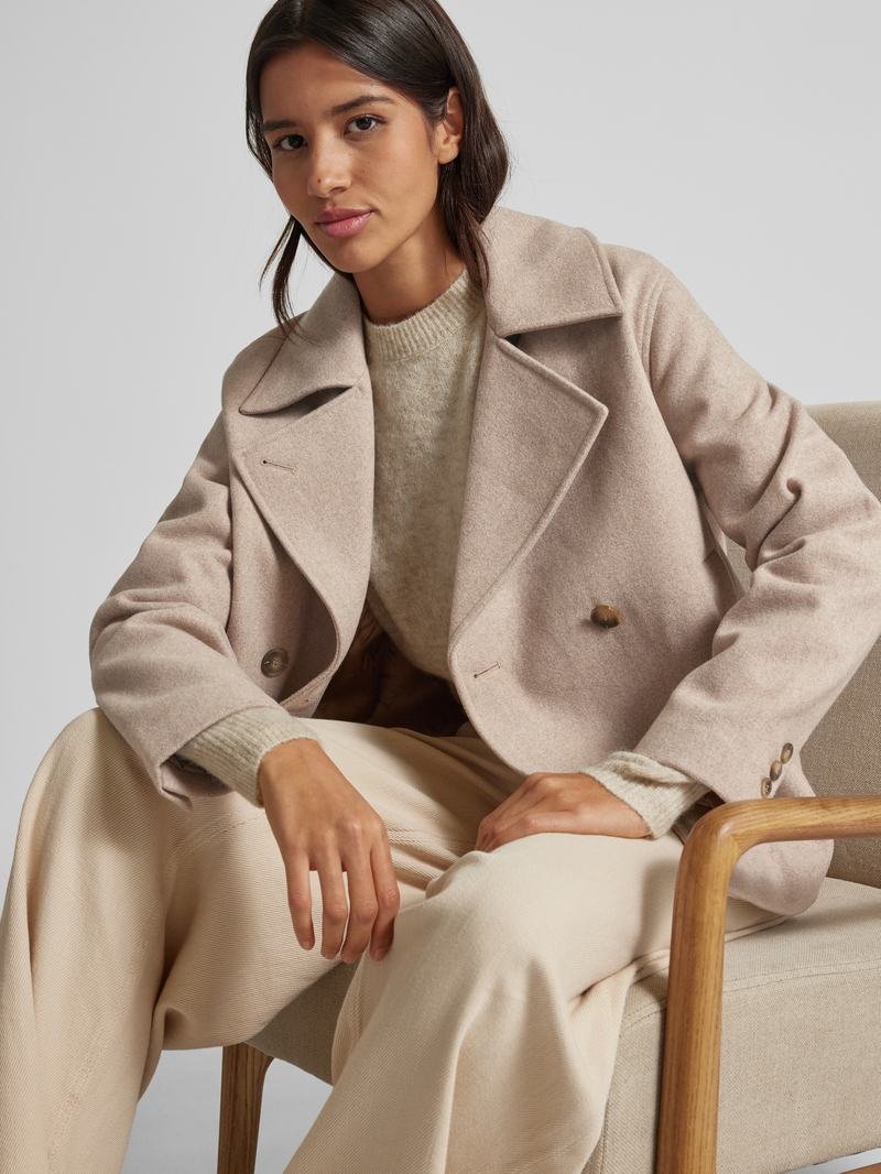 Selected Femme Lange jas met platte kraag model 'ALMA'
