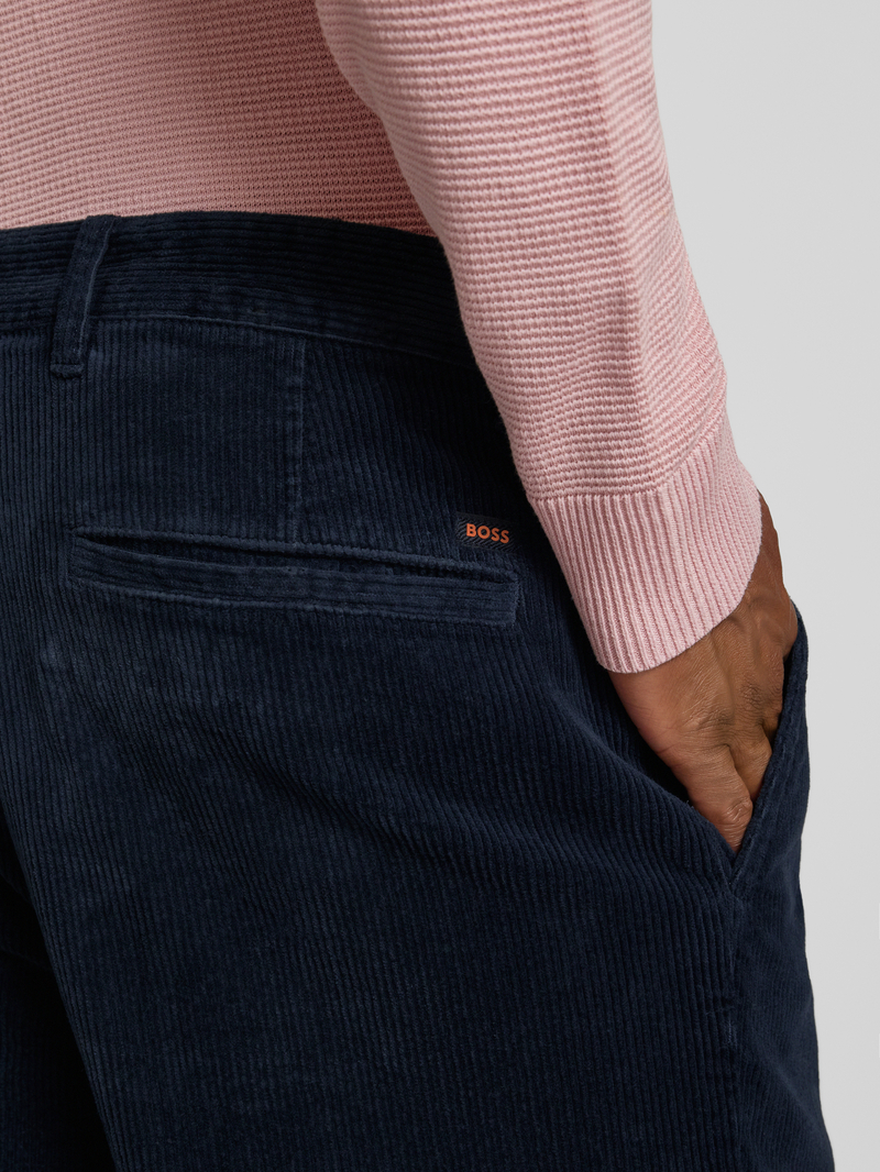 Boss Orange Relaxed fit corduroy broek met bandplooien model 'Chino-Shyne'