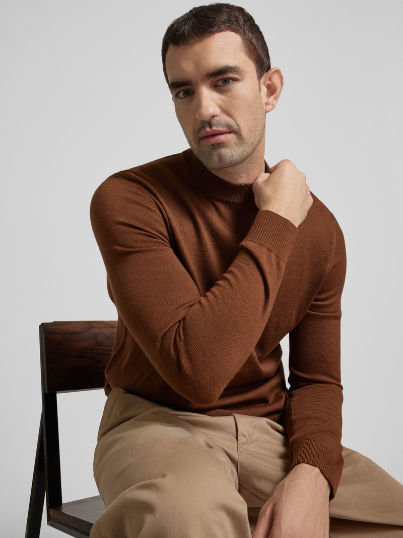 JOOP! Collection Gebreide pullover van scheerwol met opstaande kraag model 'Davide'