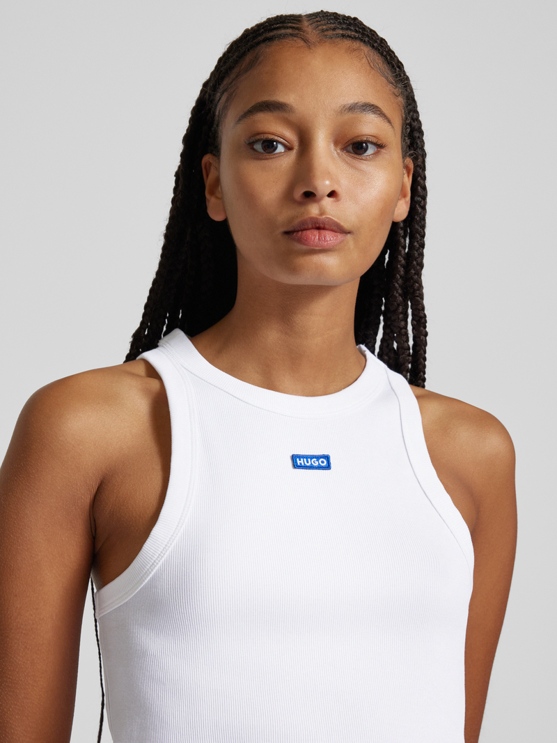Hugo Blue Tanktop met labeldetail