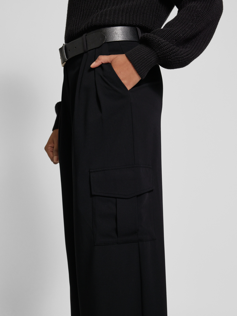 Stefanel Wide leg bandplooibroek met cargozakken