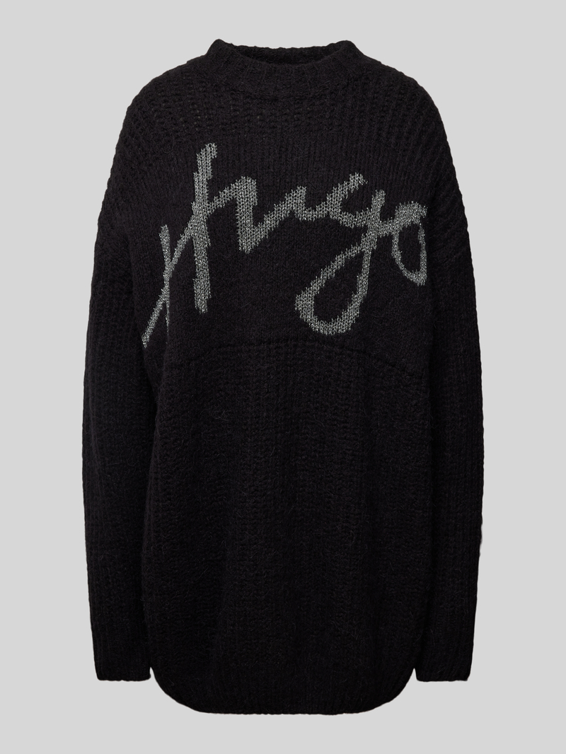 HUGO Oversized gebreide pullover met labelprint, model 'Sloguessy'