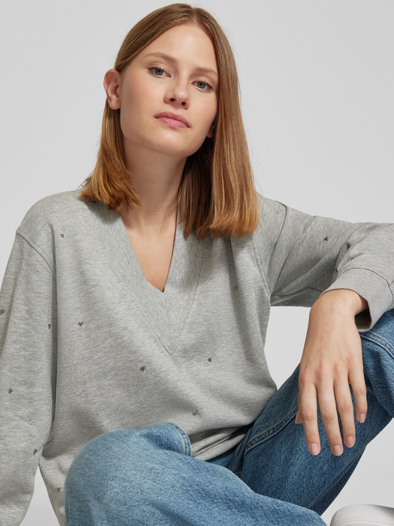 FREE QUENT Sweatshirt met siersteentjes model 'Nice'