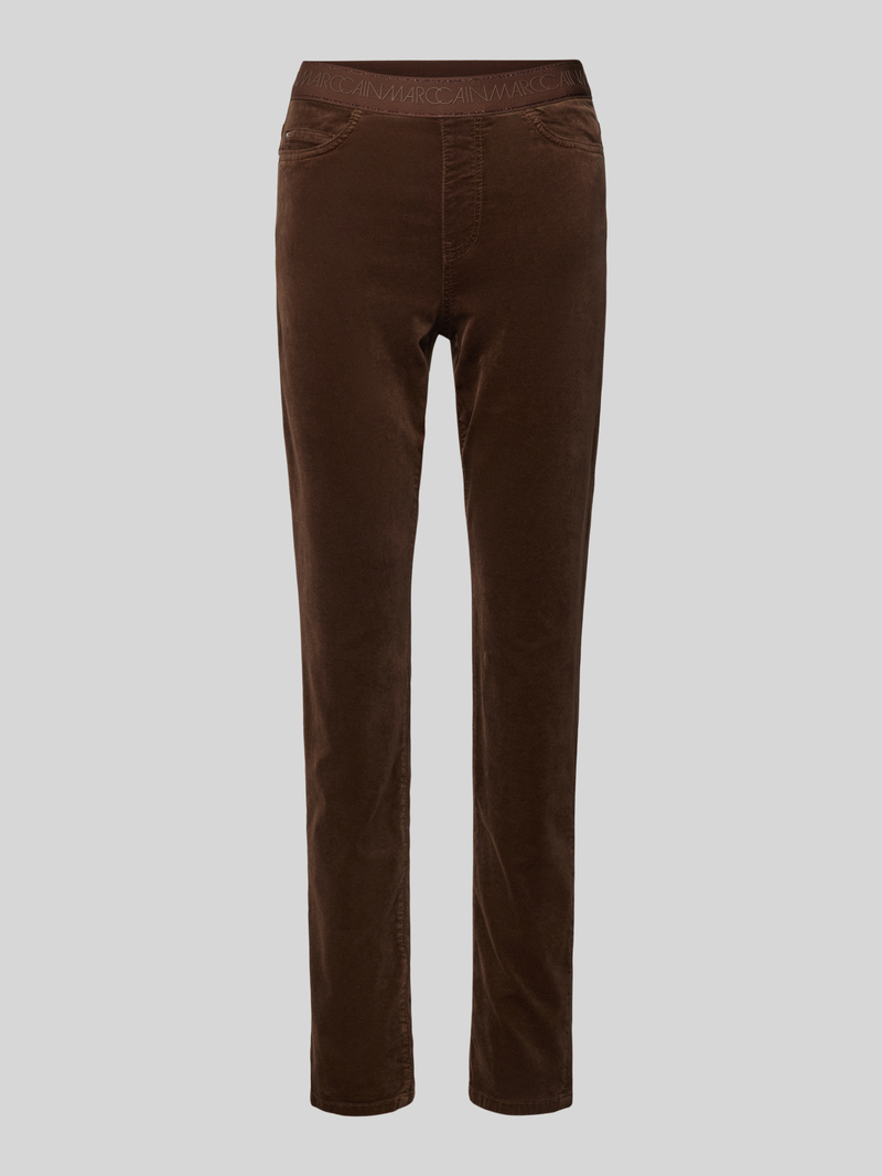 Marc Cain Slim fit stoffen broek met elastische band met label