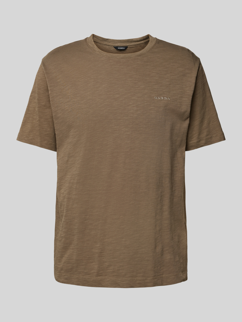 GABBA T-shirt met geribde ronde hals