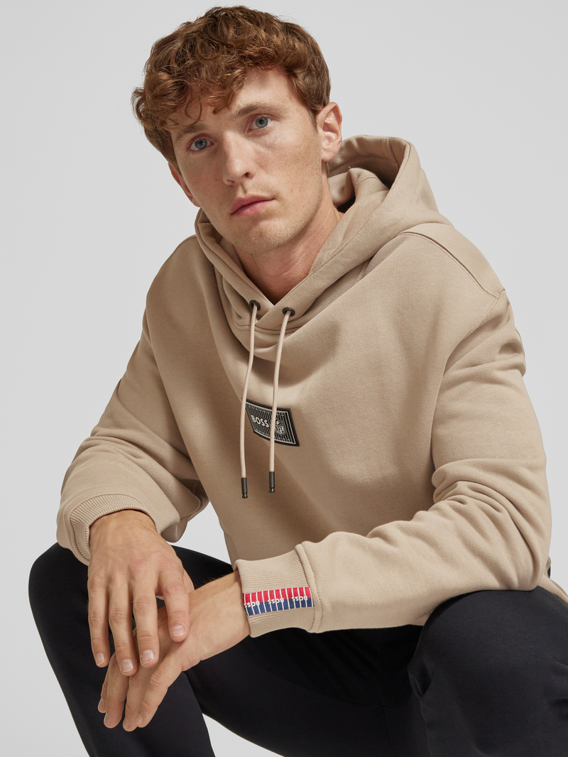 Boss Orange Hoodie met labelpatch model 'Moss'