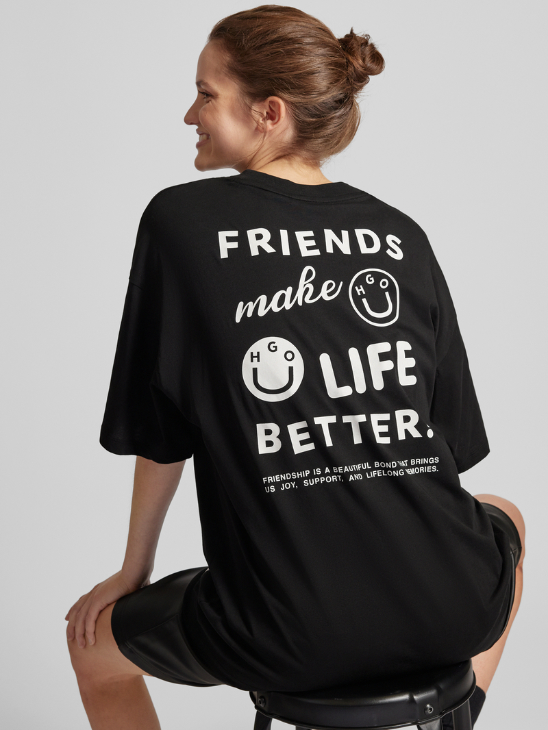 Hugo Blue Oversized T-shirt met labelprint