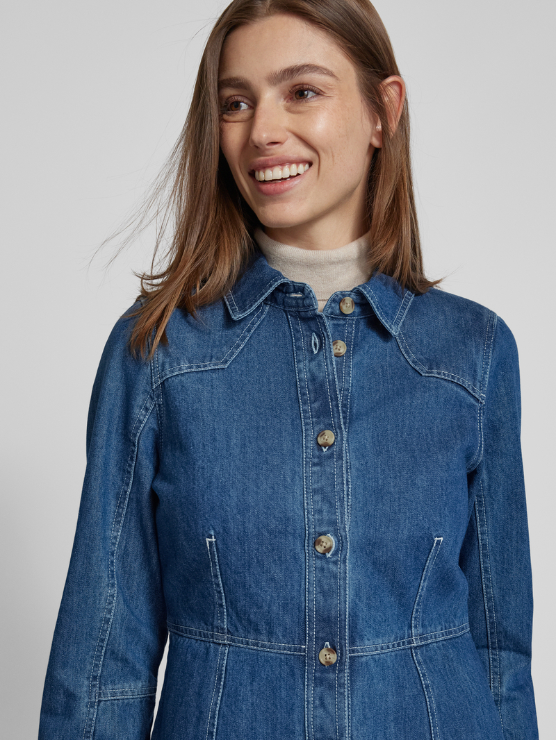 MSCH Copenhagen Knielange jeansjurk met platte kraag model 'Dielle Emma'