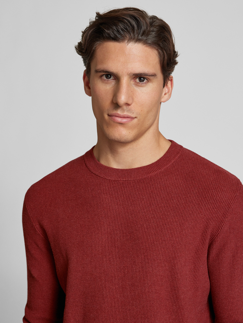 Tom Tailor Regular fit gebreide pullover met geribde ronde hals