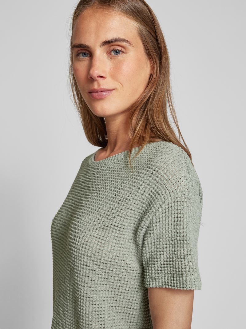 Opus T-shirt met geribde ronde hals model 'Gizapi'