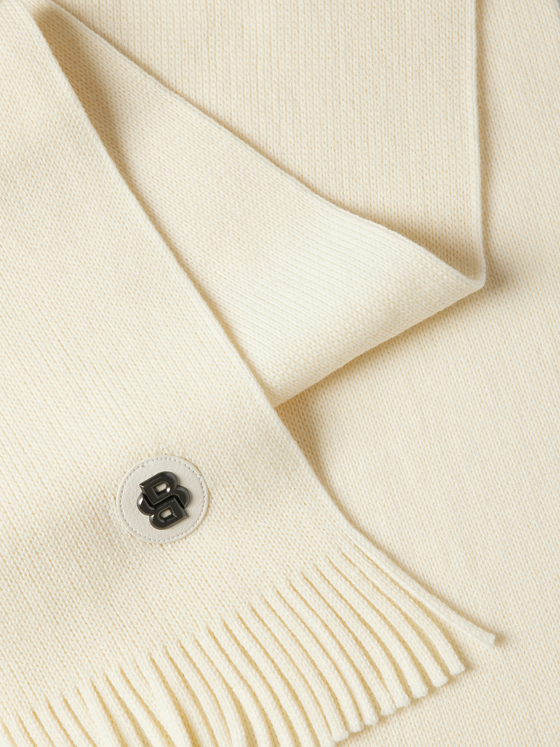 Boss Wollen sjaal met labelpatch model 'Albas Badge'