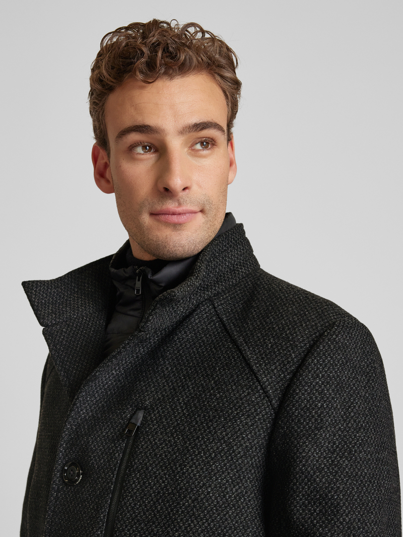 s.Oliver BLACK LABEL Regular fit lange wollen jas met uitneembare inzet