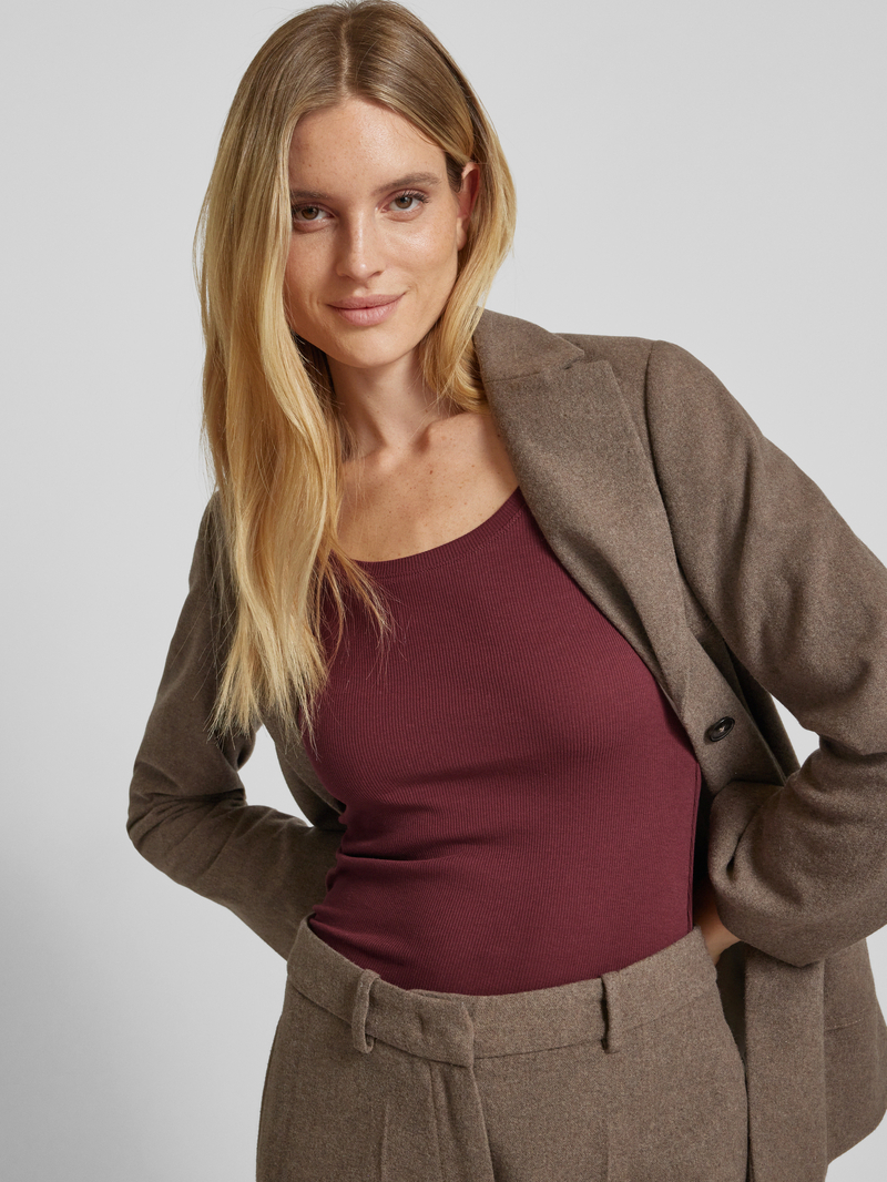 Tom Tailor Denim Getailleerd en geribd shirt met lange mouwen en biologisch katoen