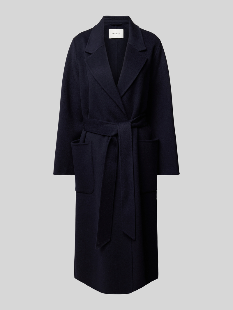 Ivy Oak Lange wollen jas met strikceintuur model 'CELIA'