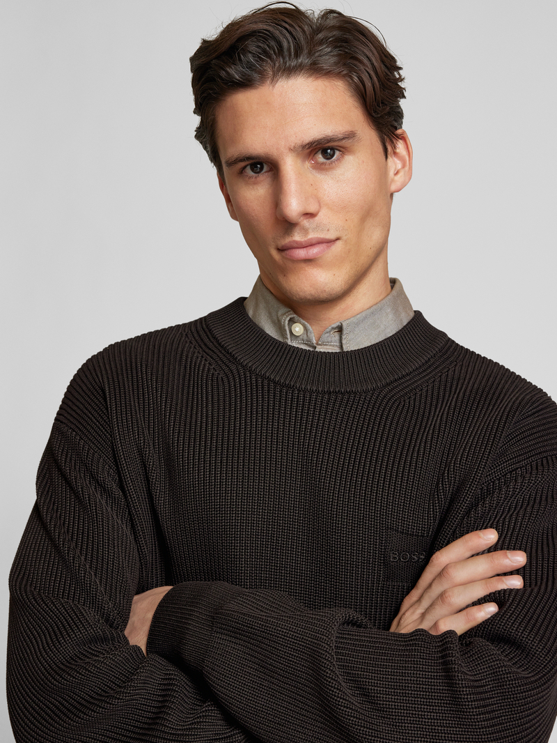 Boss Orange Gebreide pullover met labeldetail model 'Acircolo'