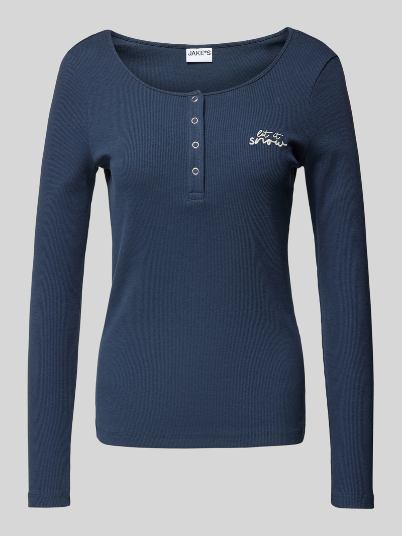 Jake*s Casual Pyjamabovendeel met labelstitching
