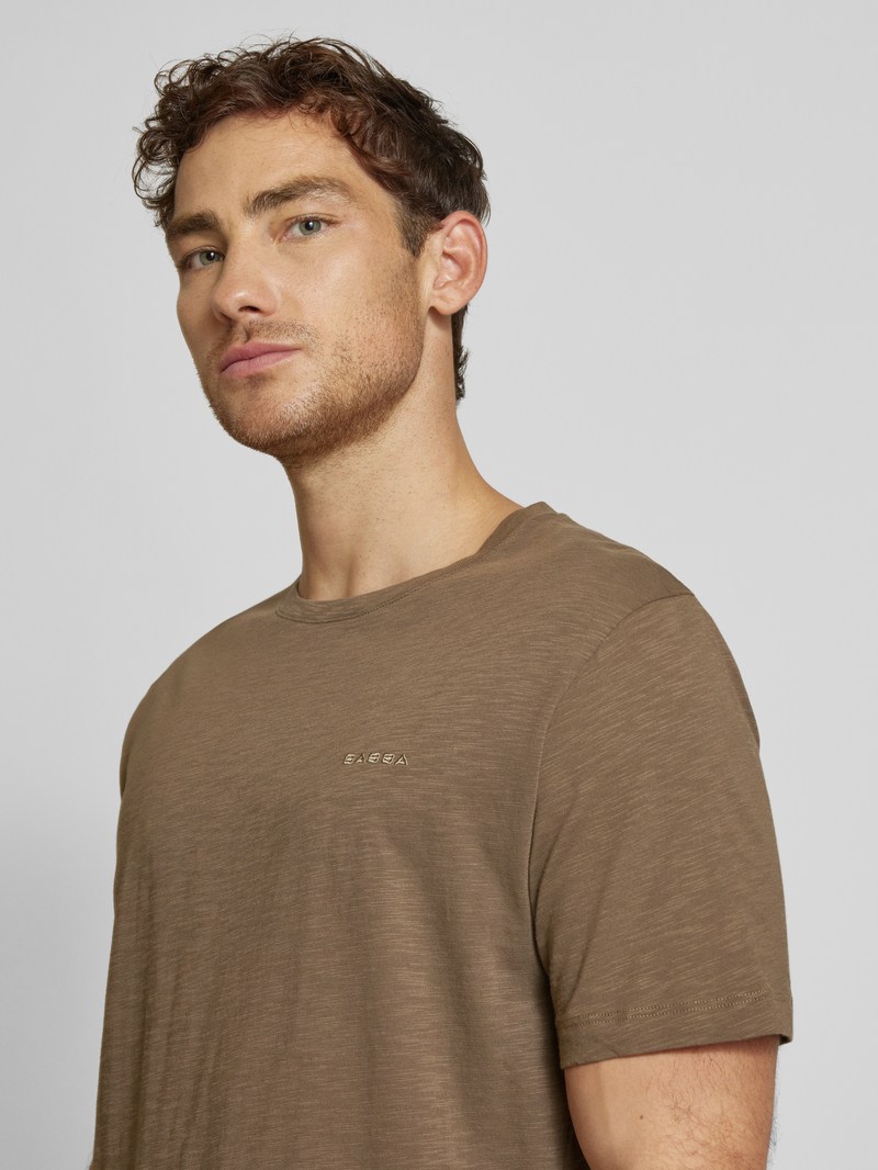 GABBA T-shirt met geribde ronde hals