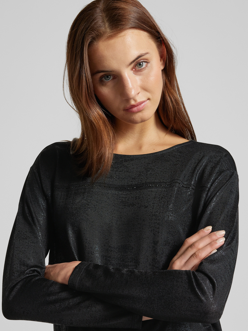 monari Shirt met lange mouwen en strass-steentjes