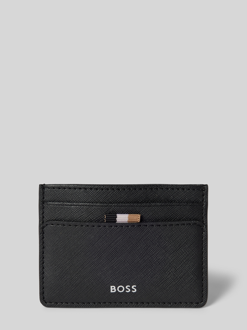Boss Pasjeshouder van runderleer met labeldetail model 'Zair'