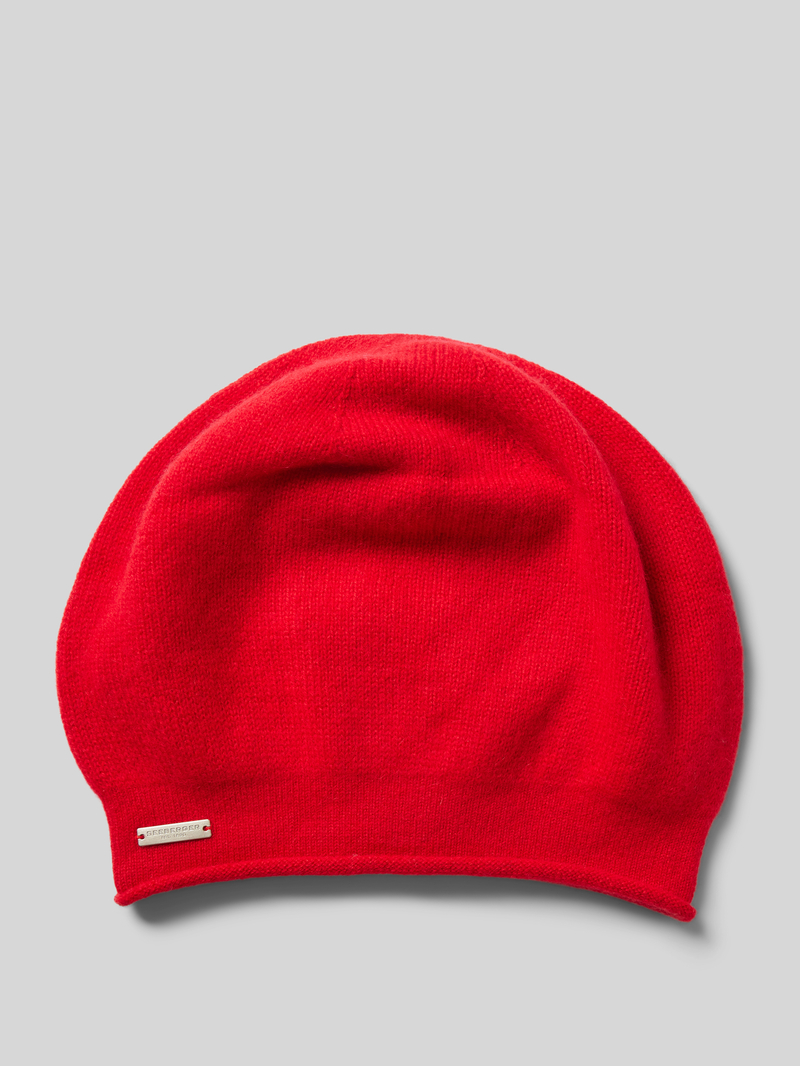 Seeberger Beanie van puur kasjmier met labeldetail