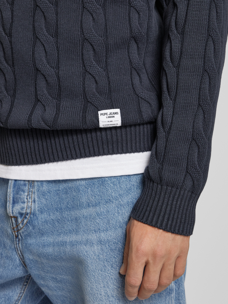 Pepe Jeans Gebreide pullover met kabelpatroon model 'Camdem'