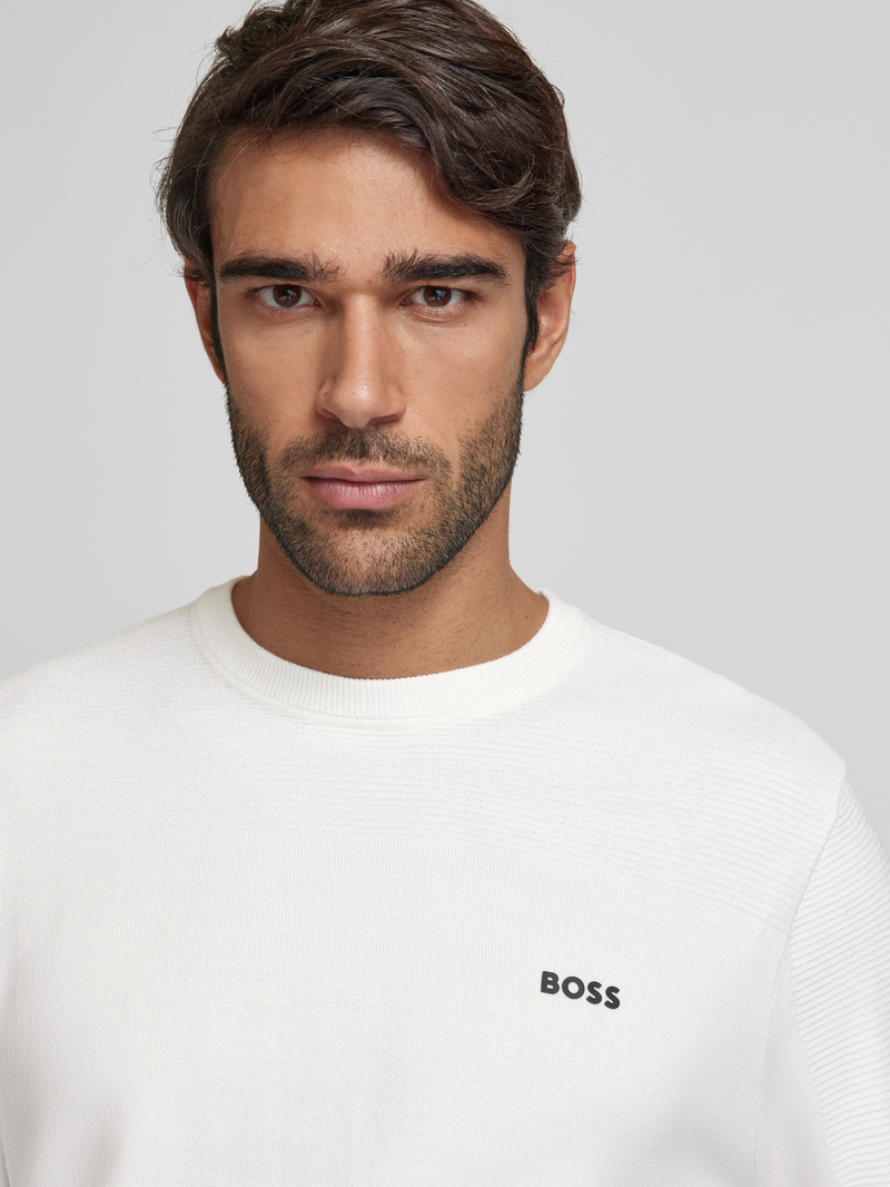 BOSS Green Gebreide pullover met labelprint model 'Momentum'