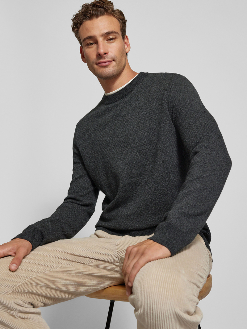 Boss Gebreide pullover met ribboorden model 'Eltoro'