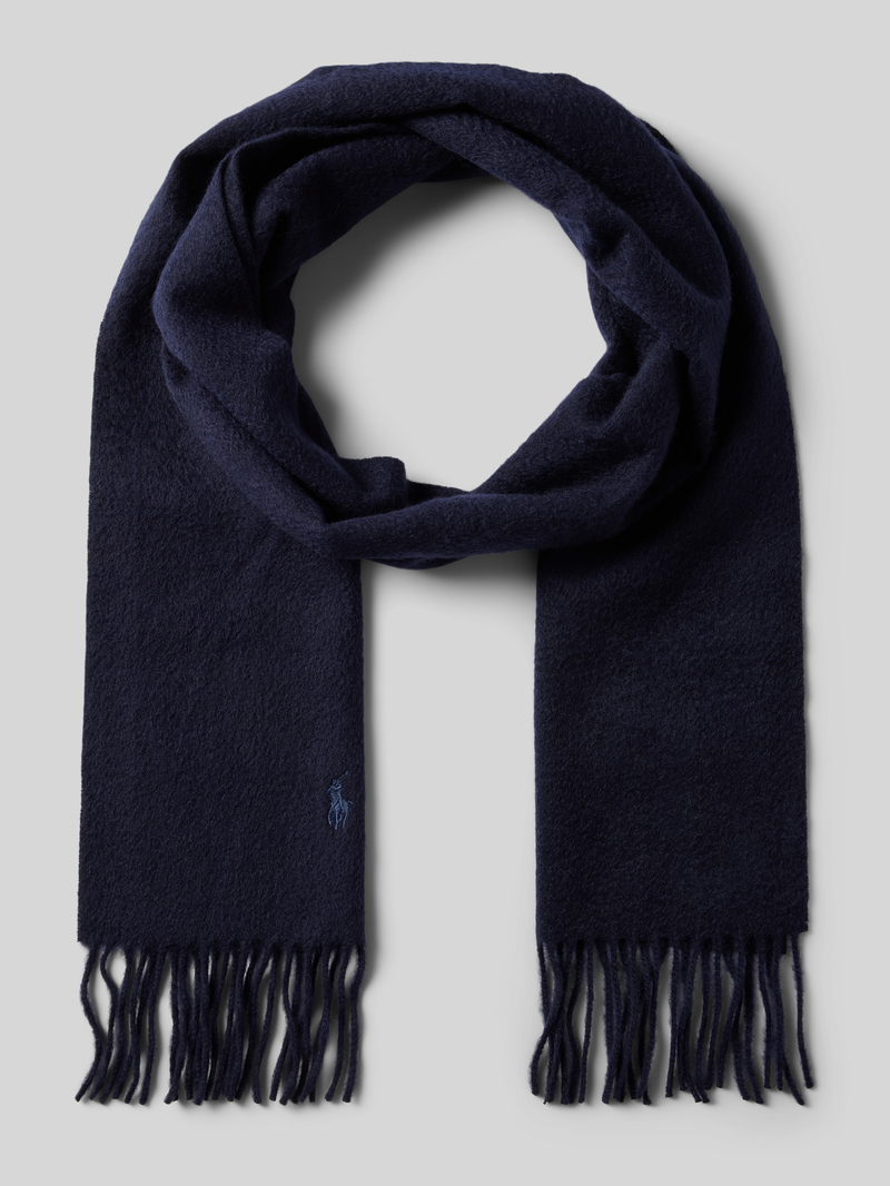 Polo Ralph Lauren Sjaal van kasjmier met logostitching model 'FRINGE'