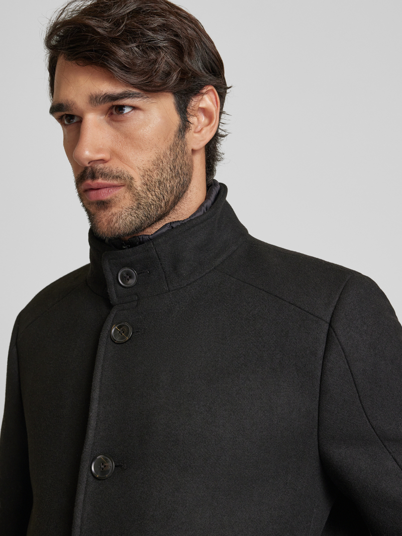 s.Oliver BLACK LABEL Regular fit lange jas van wolmix met vaste gewatteerde inzet