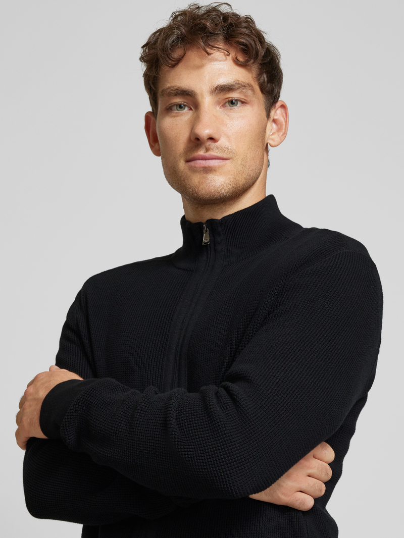 JOOP! JEANS Gebreid jack met labelpatch model 'Hajor'