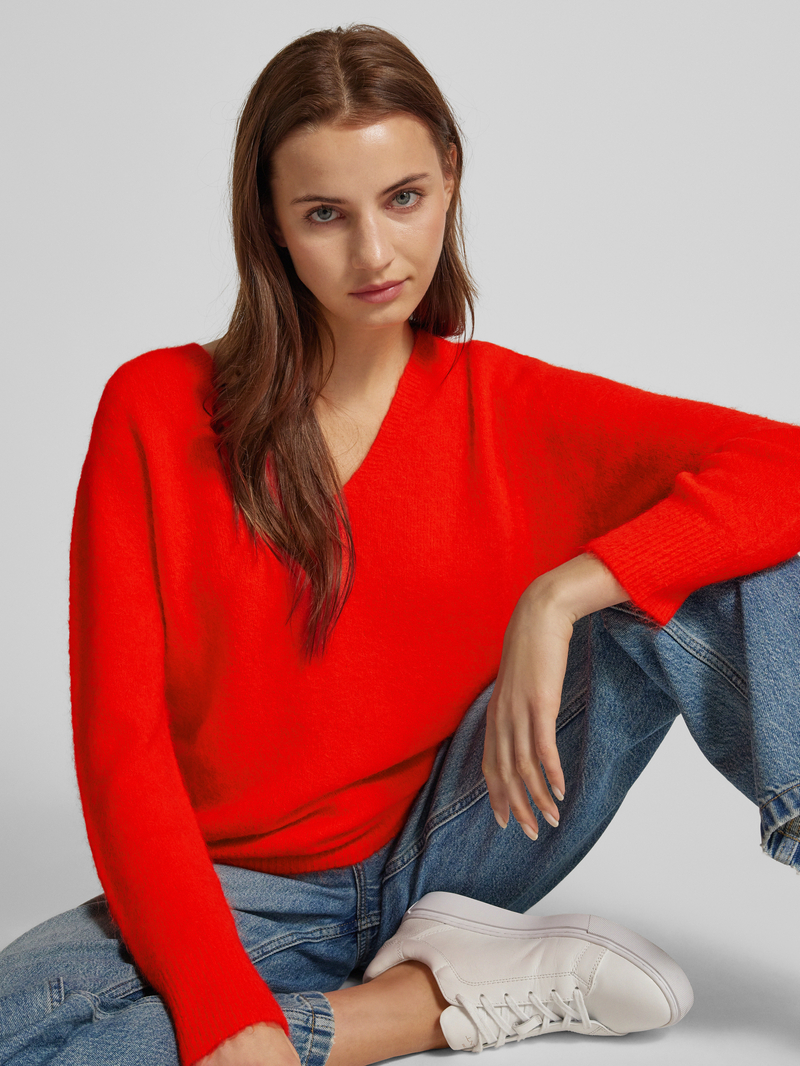 Oui Gebreide pullover met boothals