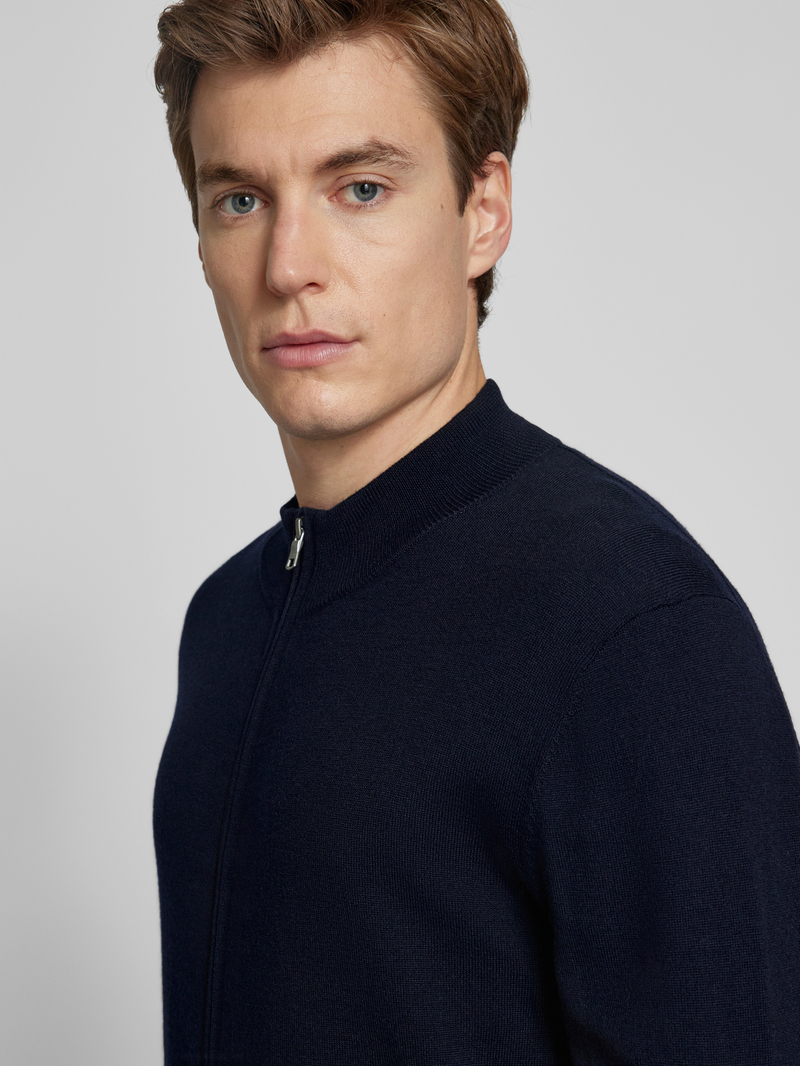 OLYMP Level Five Slim fit gebreid jack met opstaande kraag