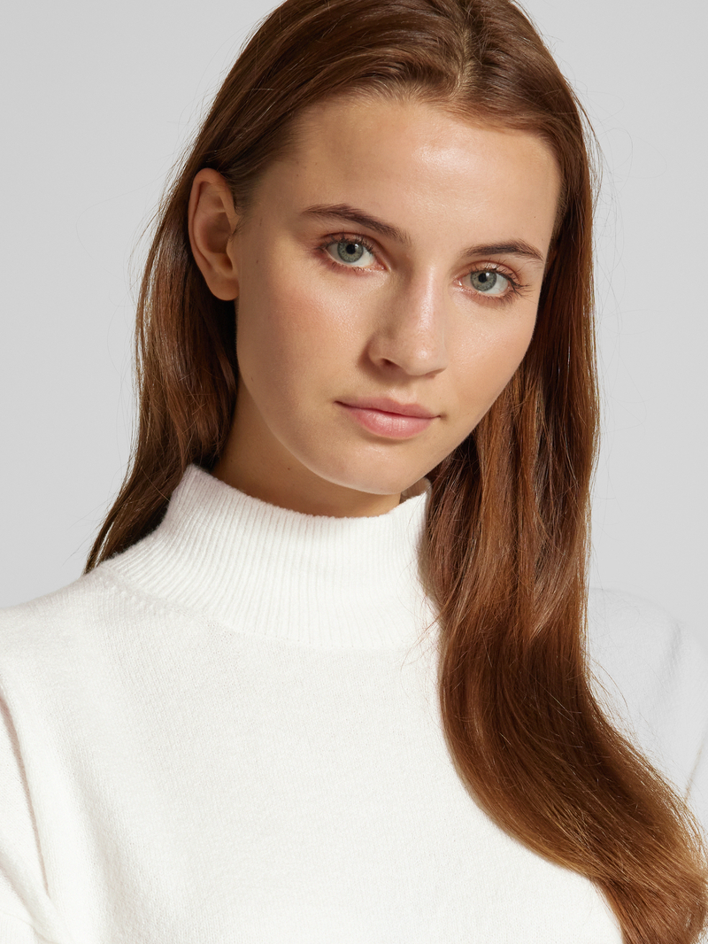 s.Oliver RED LABEL Relaxed fit gebreide pullover van een mix van katoen en wol met opstaande kraag