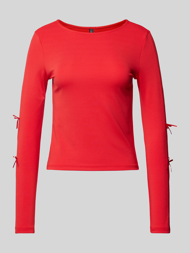 Pieces Regular fit shirt met lange mouwen met strikken model 'SELINA'