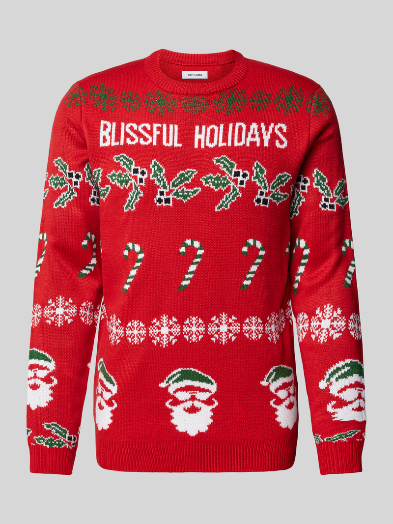 Only & Sons Gebreide pullover met motief- en statementstitching, model 'XMAS'