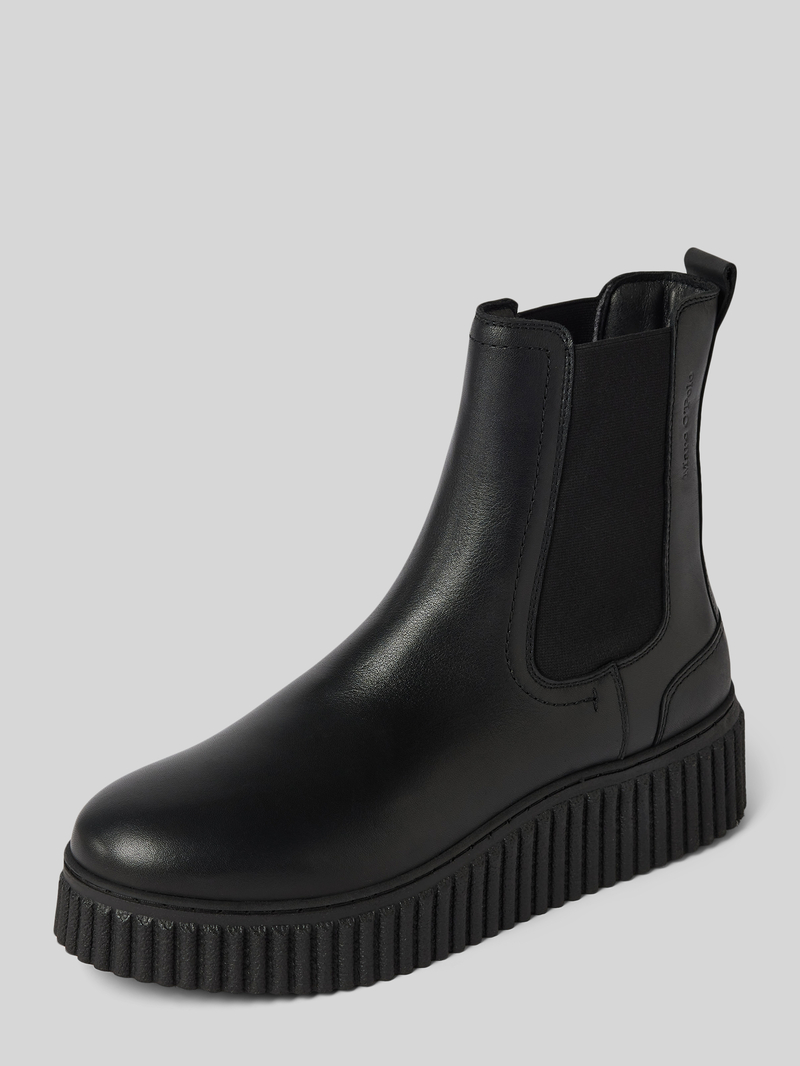 Marc O'Polo Chelsea boots van stijlvol rundleer met geribbelde plateauzool