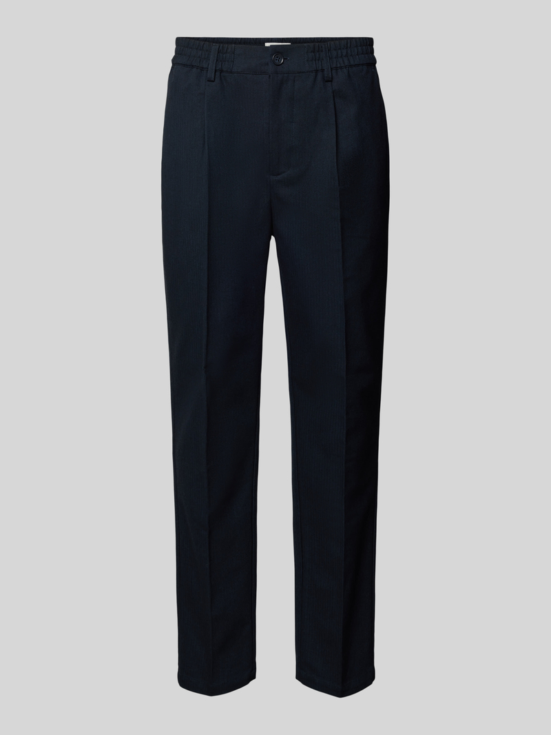 casual friday Tapered fit bandplooibroek met elastische band model 'MARC'