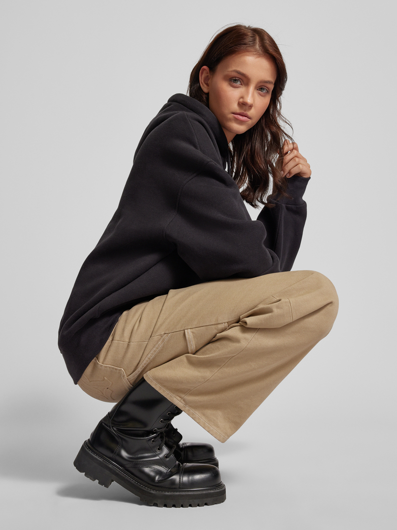 Review Oversized hoodie met ribboorden