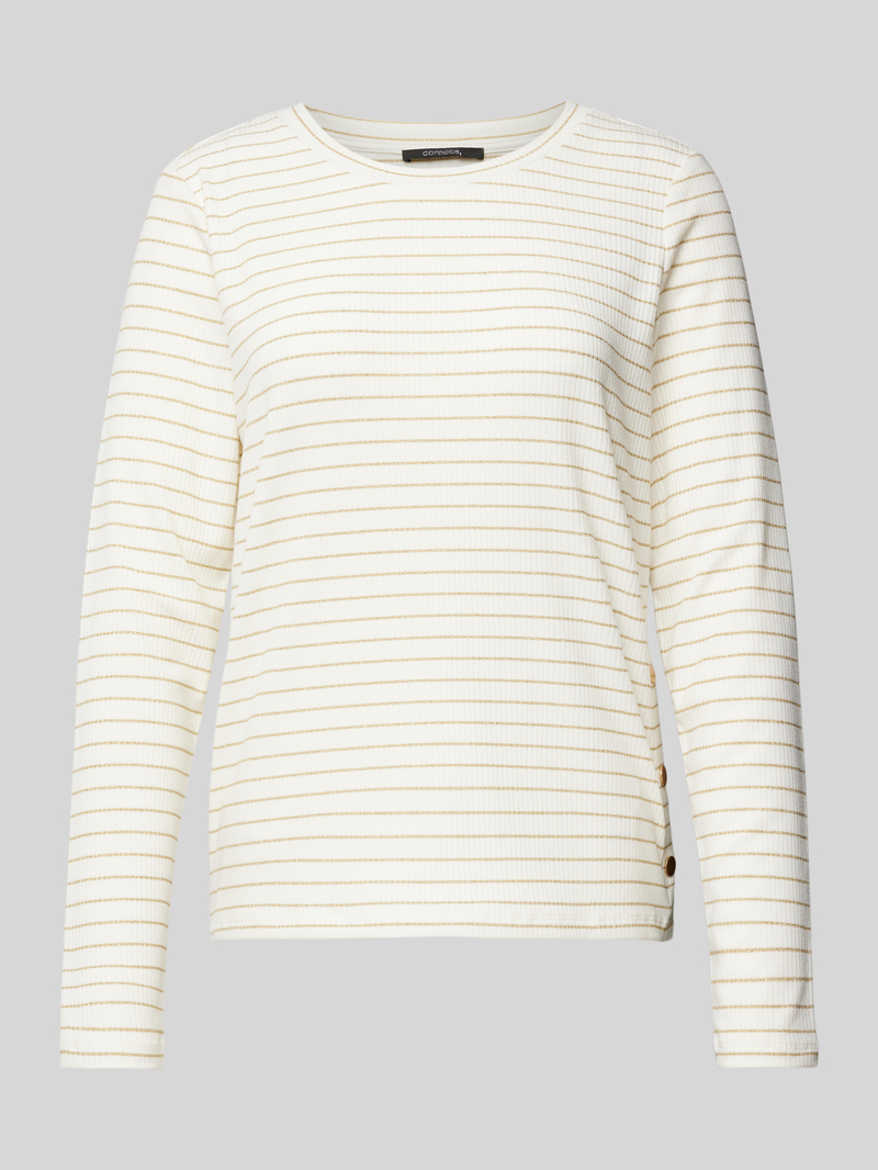 comma Shirt met lange mouwen en geribde ronde hals