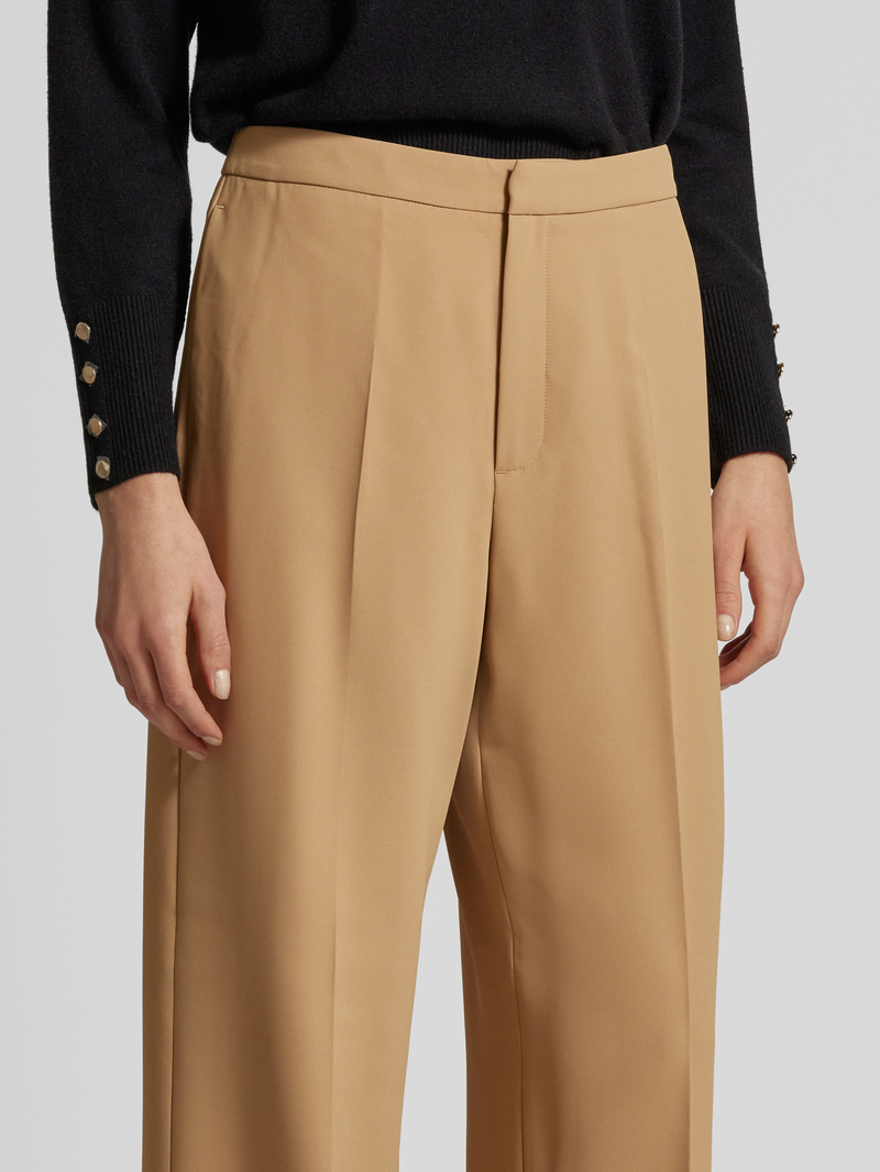 MOS MOSH Stoffen broek met wijde pijpen en persplooien model 'Leya'
