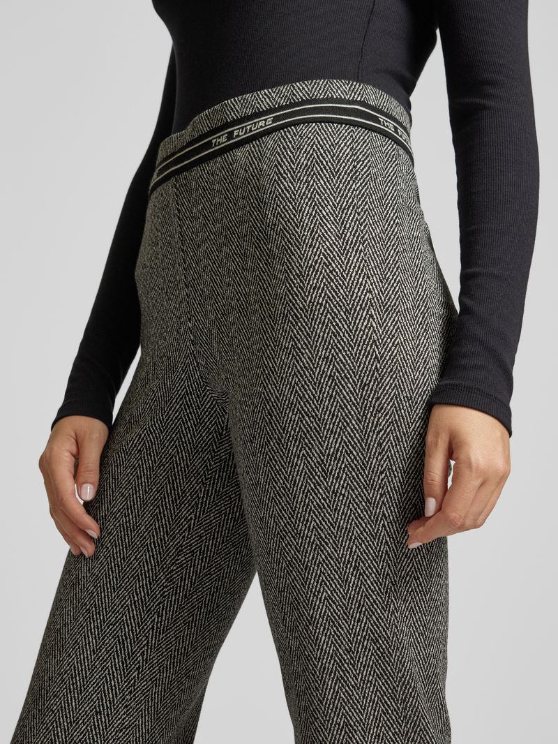 CAMBIO Straight leg stoffen broek met elastische band model 'FAITH'