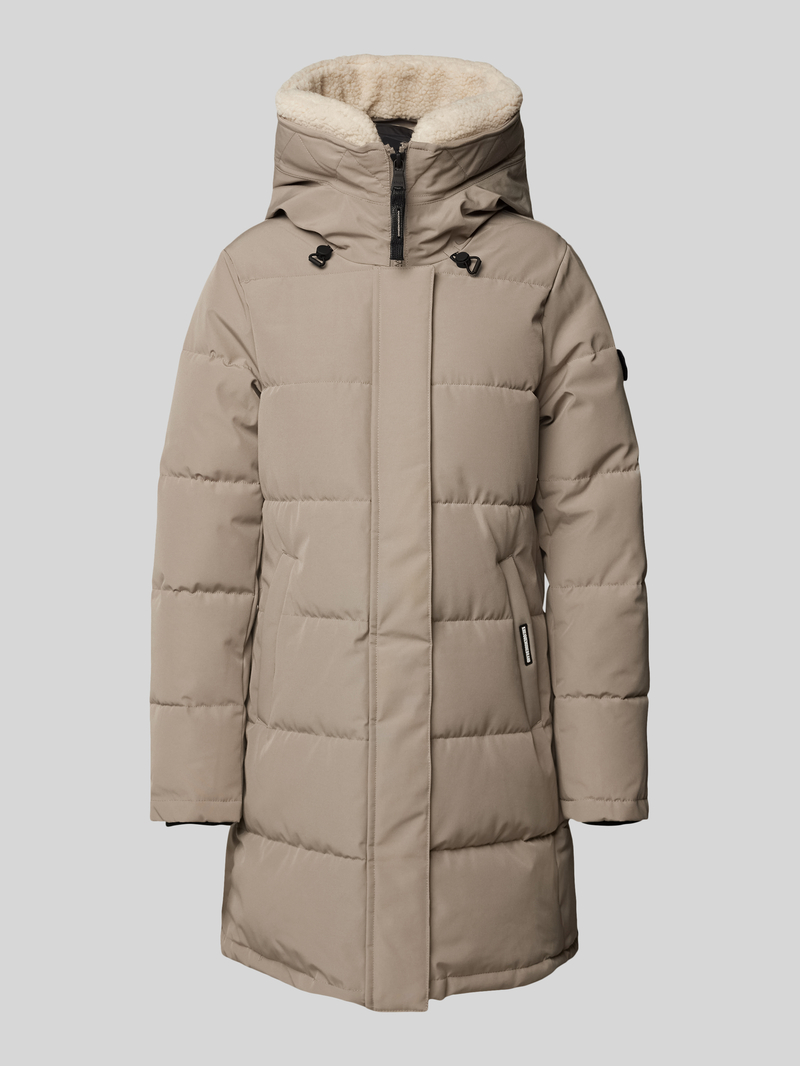 khujo Gewatteerde lange jas met labeldetails model 'Teddy'