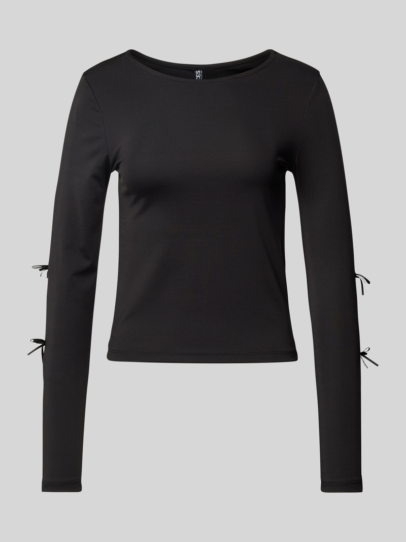 Pieces Regular fit shirt met lange mouwen met strikken model 'SELINA'
