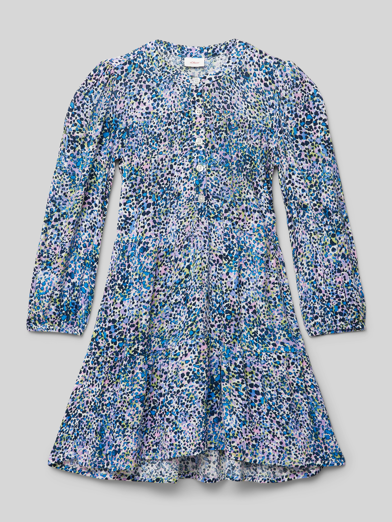s.Oliver RED LABEL Relaxed fit midi-jurk van viscosecrêpe met all-over motief